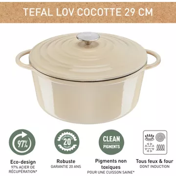 Cocotte TEFAL Fonte LOV faitout 29cm beige - Image 3