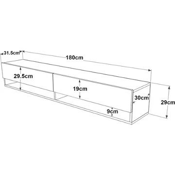 Meuble TV HELLOSHOP26 Meuble TV à 2 portes 29,5 x 180 x 31,5 c – Image 3