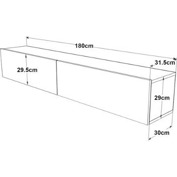 Meuble TV HELLOSHOP26 Meuble TV à 2 portes 29,5 x 180 x 31,5 c - Image 3