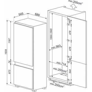 Réfrigérateur combiné encastrable SMEG C875TNE – Image 6