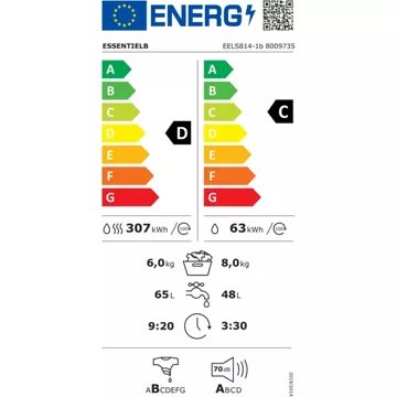 Lave linge séchant hublot encastrable ESSENTIELB EELS814-1b – Image 6