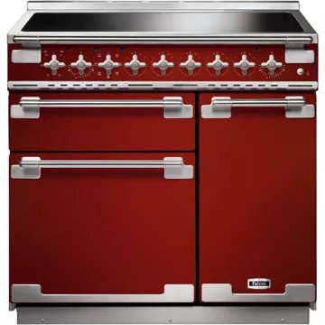 Piano de cuisson induction FALCON ELISE 90 ROUGE CERISE NICKEL BROSSÉ
