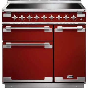 Piano de cuisson induction FALCON ELISE 90 ROUGE CERISE NICKEL BROSSÉ – Image 2