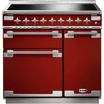 Piano de cuisson induction FALCON ELISE 90 ROUGE CERISE NICKEL BROSSÉ – Image 3