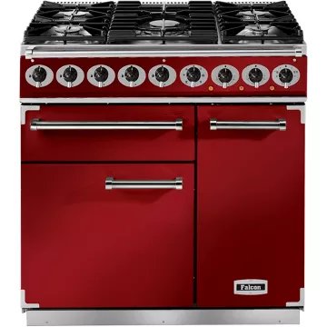 Piano de cuisson gaz FALCON Semi Pro DELUXE 90 ROUGE CERISE NICKEL